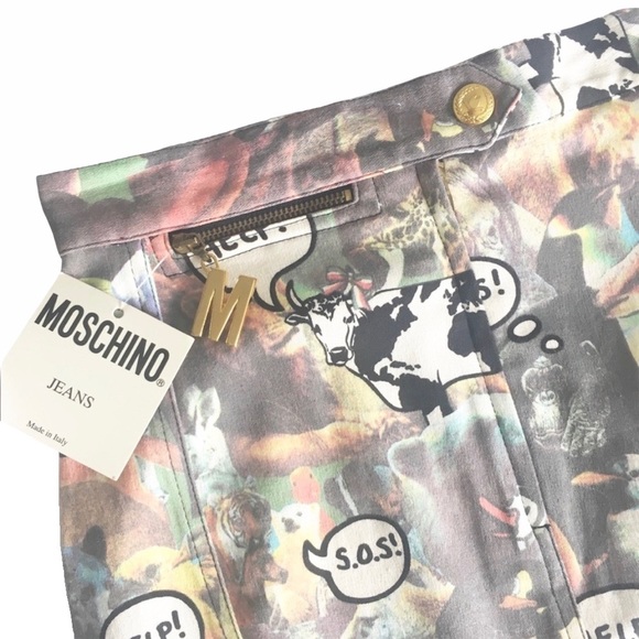 VHTF: new Vintage Moschino ©1995 ☻ Whimsical Animal Print Mini Skirt ☻︎ Help SOS - Picture 10 of 14